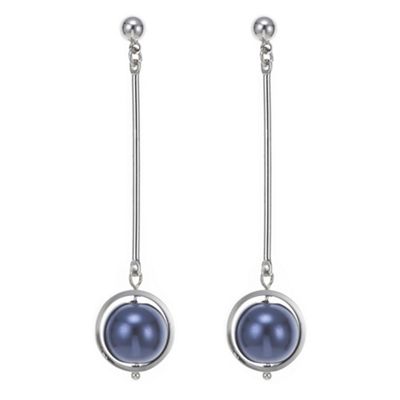 Designer blue pearl sphere drop earring